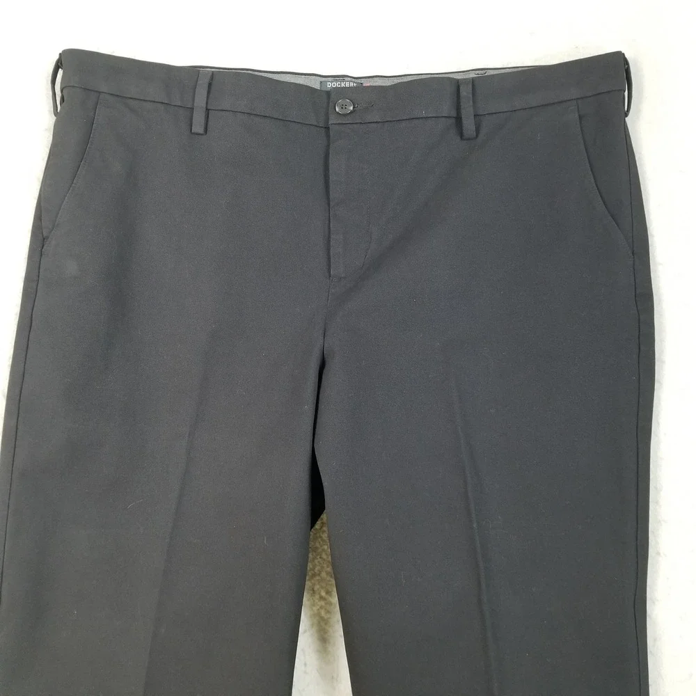 Dockers Pants Mens 44 Black Smart 360 Flex Straight Fit Chino Trousers